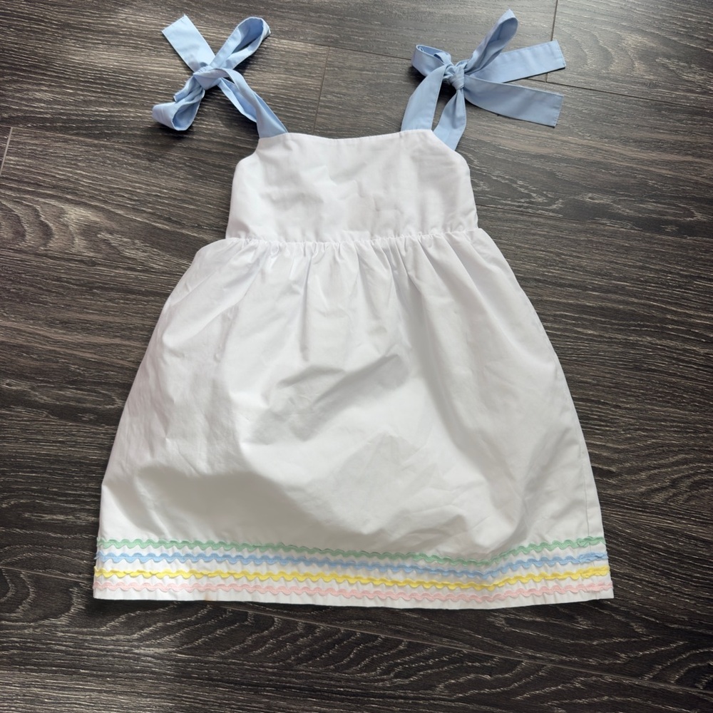 The Beaufort Bonnet Company White and Blue Sleeveless Sundress